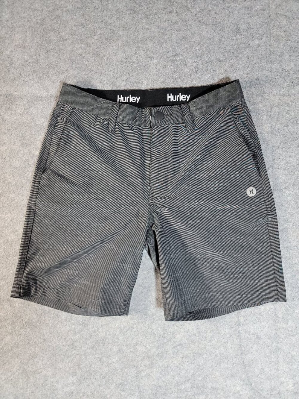 Hurley Mens Hybrid Walk Shorts Size 30 Black Striped Surf Golf Boardshorts